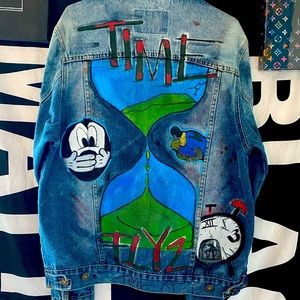 Custom “ Time flies “ Jacket x Mickey Mouse